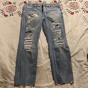 AE High rise jegging. Very soft and worn in! EUC. Highly distressed. Size 8.
